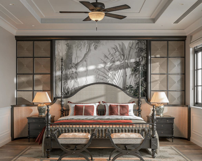 Tổng hợp mẫu phòng ngủ Indochine sang trọng cho năm 2025